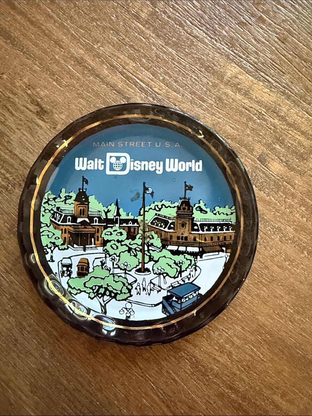1970s Disney Main Street U.S.A. Small Decorative trinket dish - Blue & Green